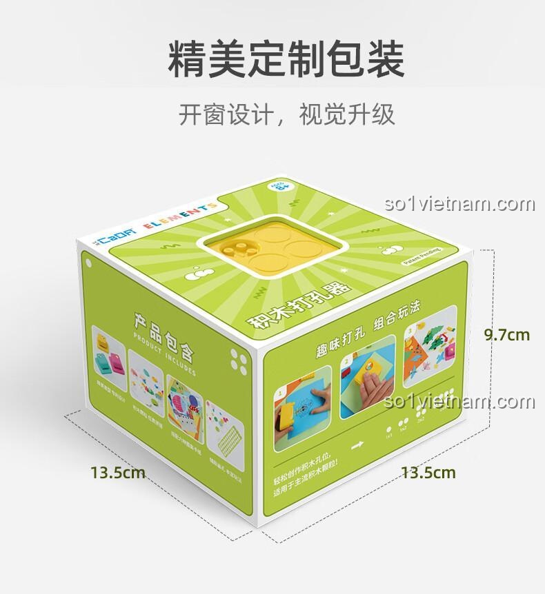 Hướng dẫn sử dụng dụng cụ đục lỗ khối lắp ghép CaDA D031-001 bước 4: ghép hạt vào lỗ, đồ chơi xây dựng cho trẻ 8 tuổi.