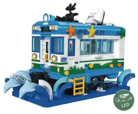 Bộ lắp ghép Tàu Hỏa Biển Xanh CaDA C66032 740 mảnh có đèn LED cho bé 6 tuổi