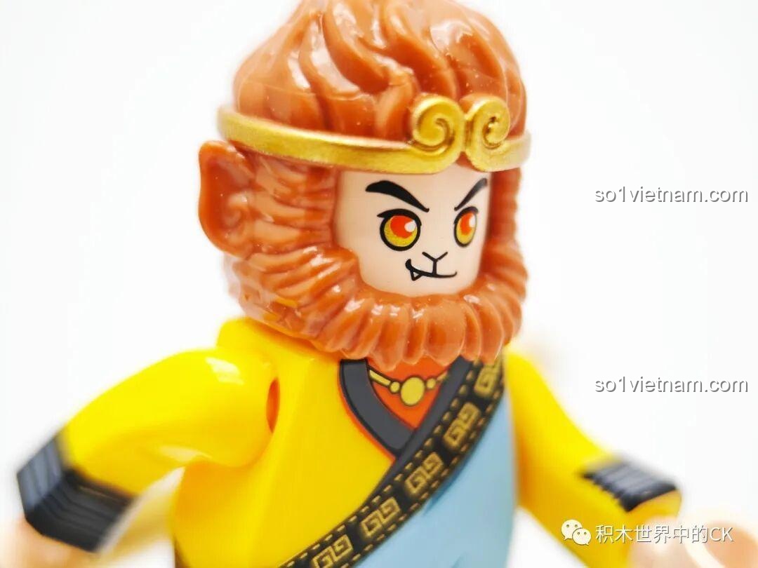 Cận cảnh gương mặt tinh nghịch của Tôn Ngộ Không trong set Cân Đẩu Vân, thể hiện một khía cạnh khác của nhân vật.