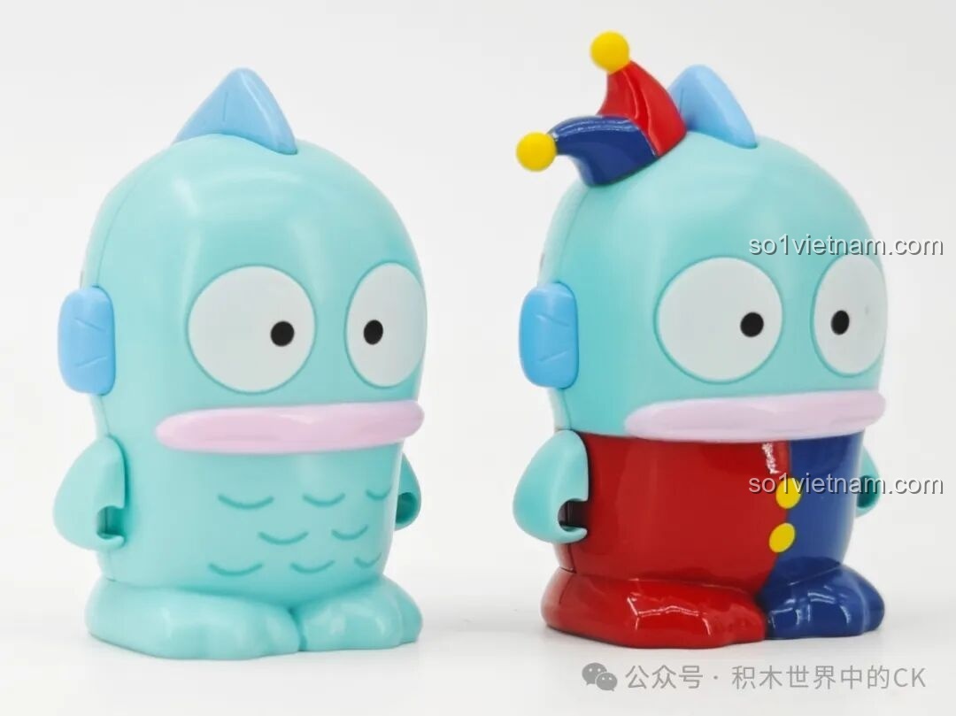 Cận cảnh khuôn mặt đáng yêu của hai nhân vật Hangyodon từ bộ lắp ghép Keeppley.