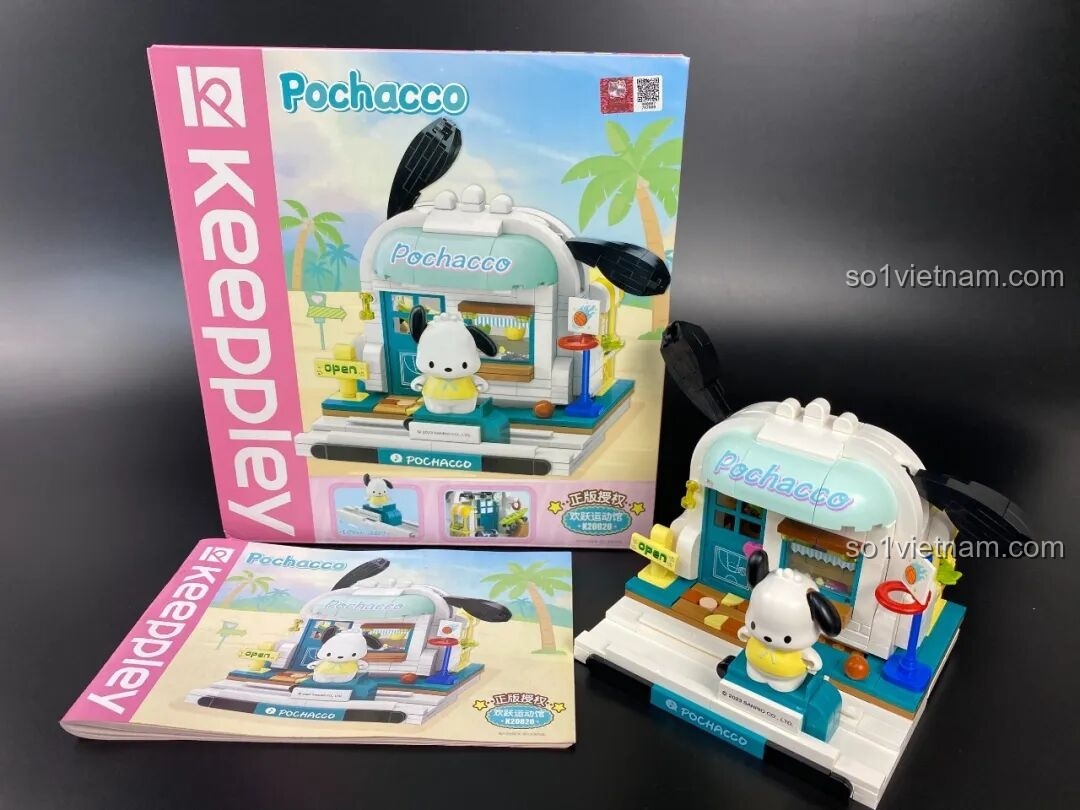 Cận cảnh không gian nội thất chi tiết bên trong nhà thi đấu Pochacco, một điểm nhấn của bộ đồ chơi Keeppley.