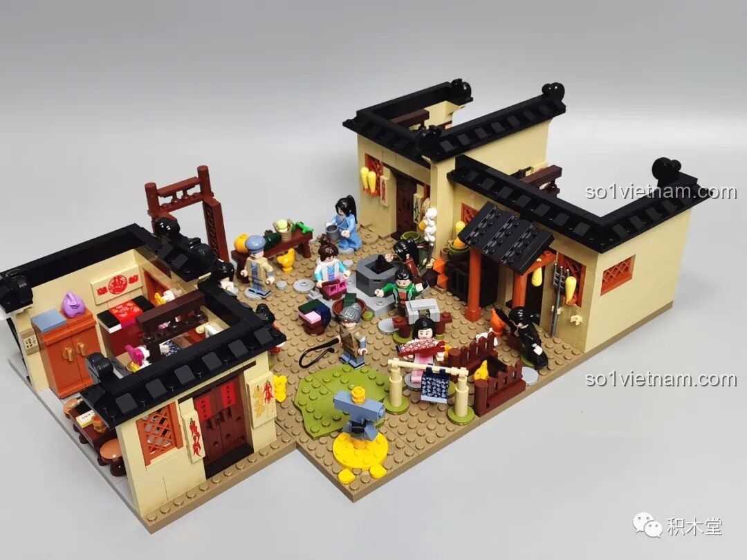 Một góc nhìn khác về cảnh sinh hoạt trong sân sau của bộ đồ chơi mô hình Pantasy 86221.