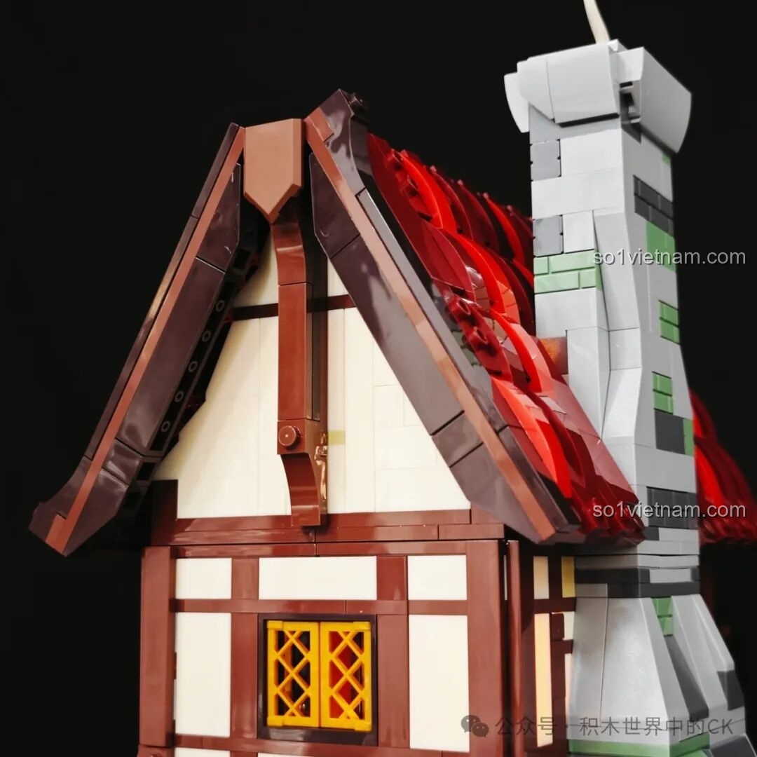 Cấu trúc mái nhà của mô hình Funwhole F9040, có thể tháo rời để lộ ra không gian nội thất bên trong.