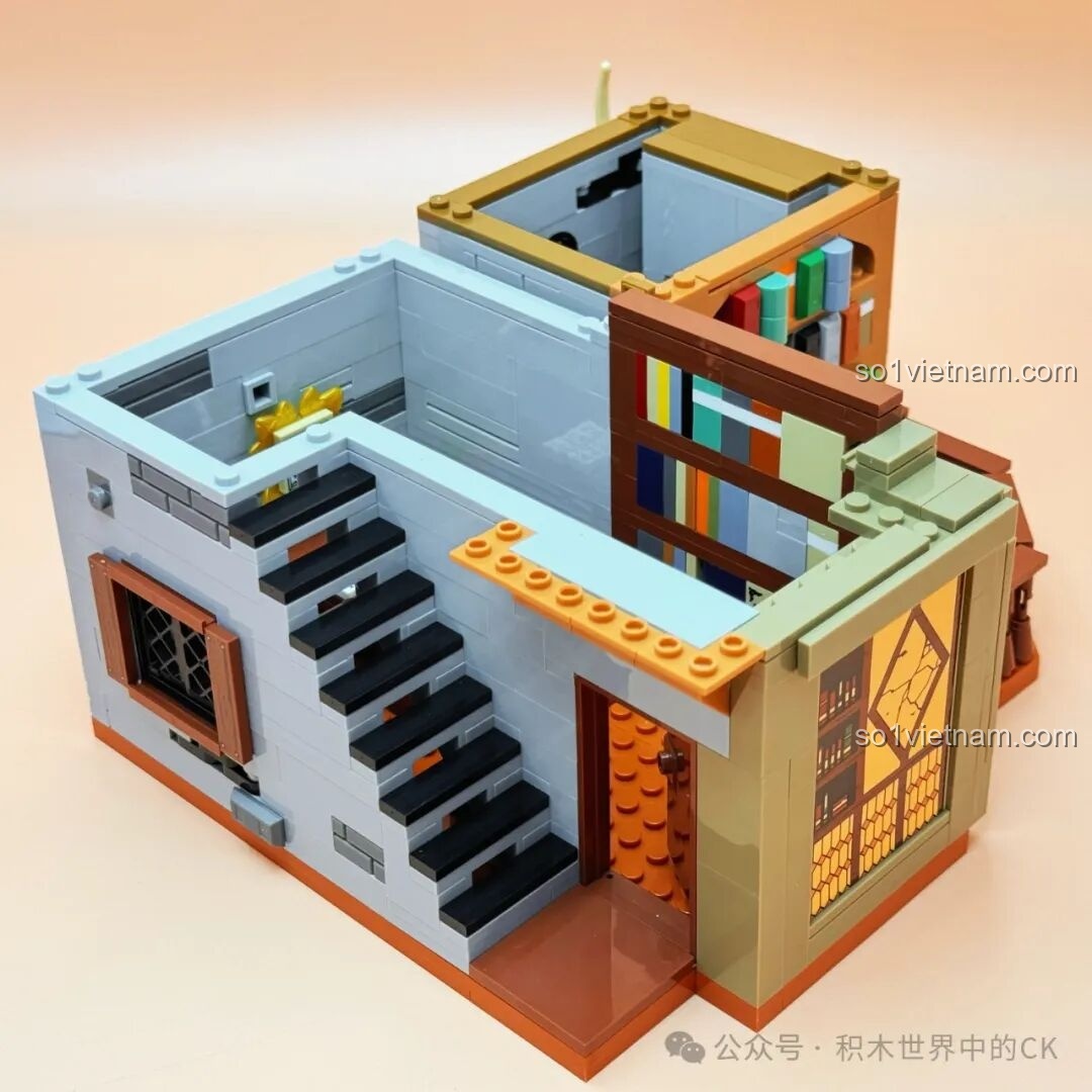 Cấu trúc mái nhà đang được lắp ráp, tạo hình cho phần trên cùng của bộ JIESTAR 57016 Thư viện Châu Âu.