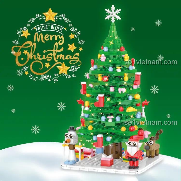 Cây Thông Noel Đếm Ngược 1048A 博士星 lắp ráp, đồ chơi mô hình Giáng Sinh, quà tặng ý nghĩa cho bé