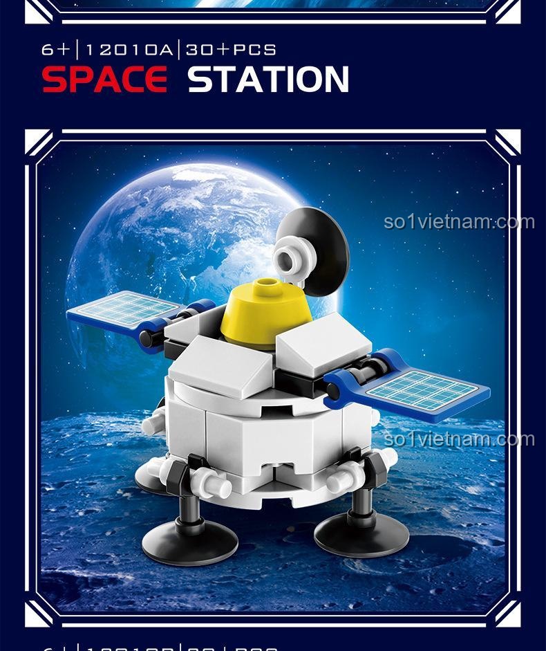 Mô hình Trạm Không Gian Vũ Trụ CAYI 12010, bộ lắp ghép 5 trong 1, đồ chơi mô hình cho bé trai 6 tuổi, khám phá vũ trụ.