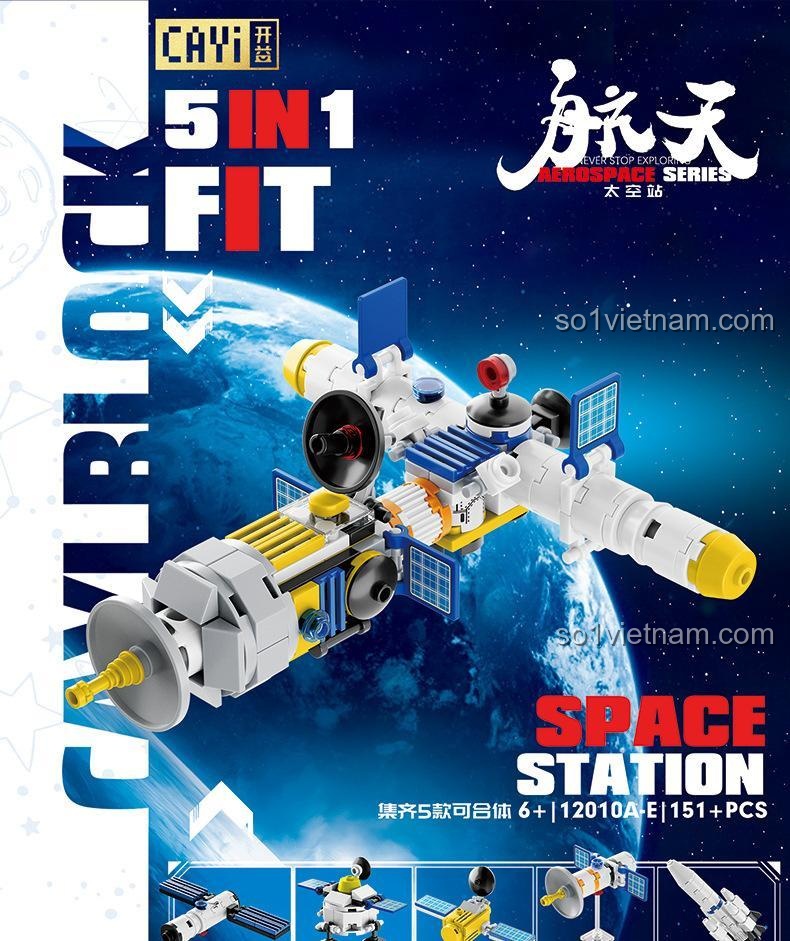 Mô hình Trạm Không Gian nhỏ từ bộ lắp ghép Trạm Không Gian Vũ Trụ CAYI 12010, đồ chơi lắp ráp không gian cho bé trai 6 tuổi, giá tốt.