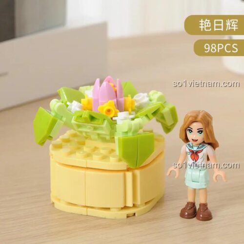 Mô hình chậu cây mọng nước CAYI 13001 với minifigure đi kèm