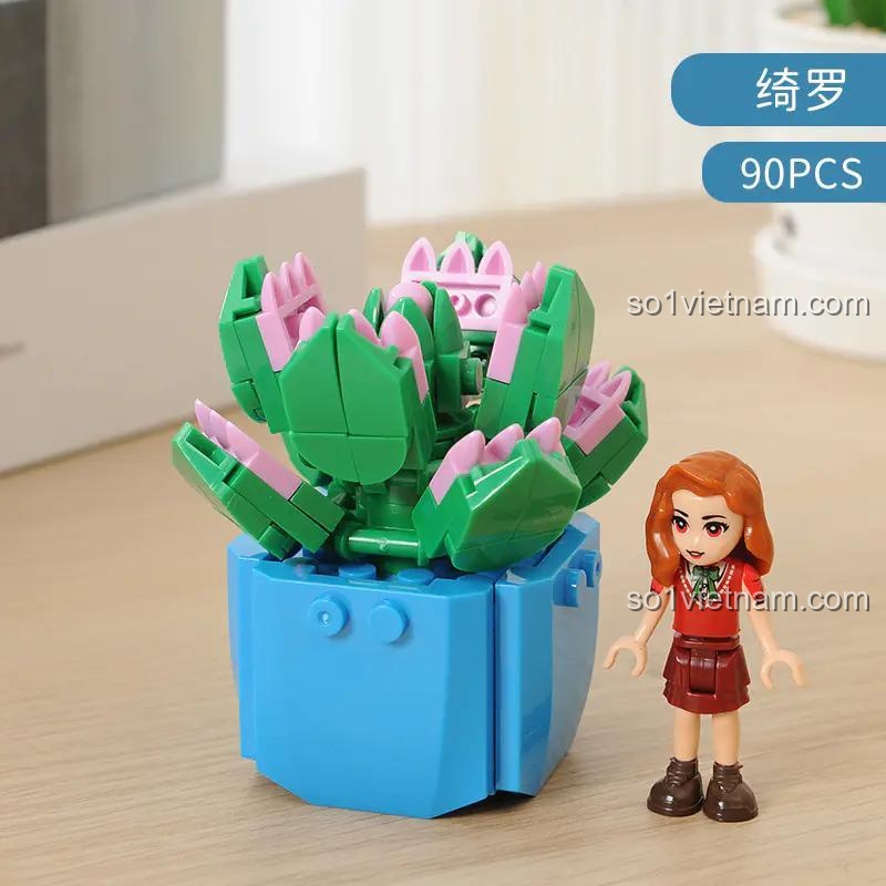 Mô hình cây mọng nước Echeveria lắp ráp từ bộ đồ chơi CAYI 13006