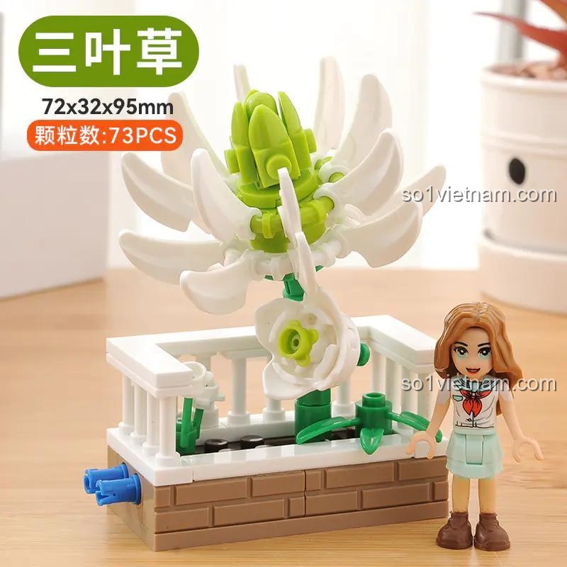 Mô hình hoa trắng ba lá CAYI Little Gardener 13101 với minifigure