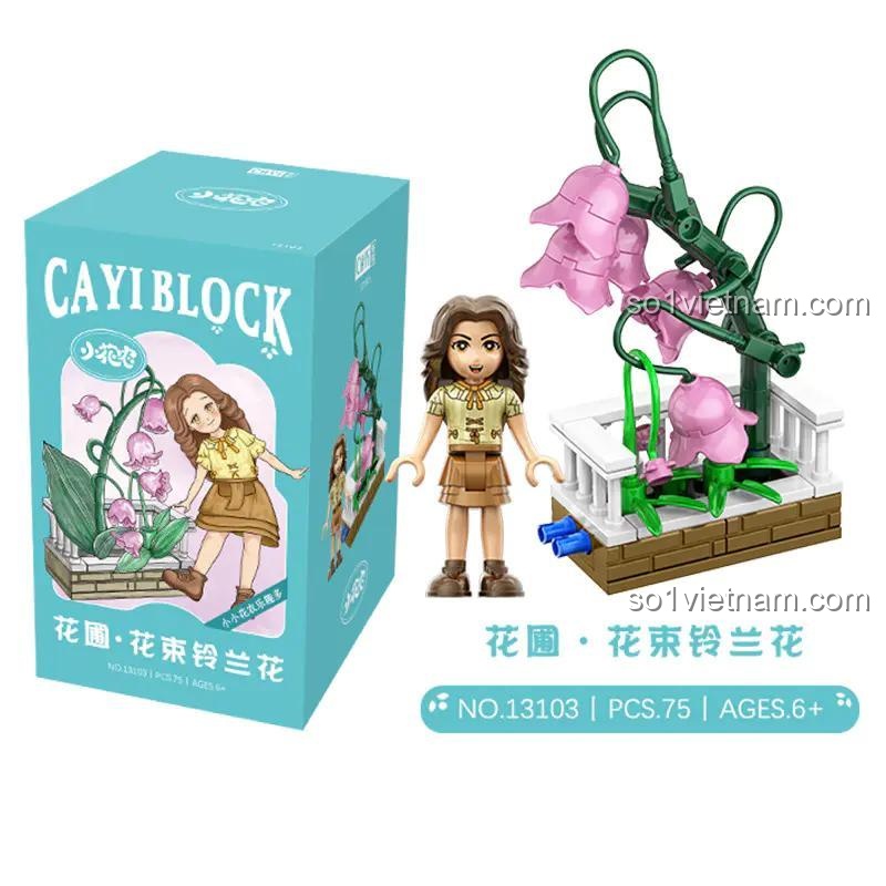 Bộ đồ chơi lắp ghép CAYI 13103 Chậu Hoa Lan Chuông với minifigure, 75 mảnh ghép mini block, cho bé gái 6 tuổi