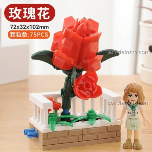 Mô hình hoa hồng CAYI 13104 Little Gardener lắp ráp hoàn chỉnh