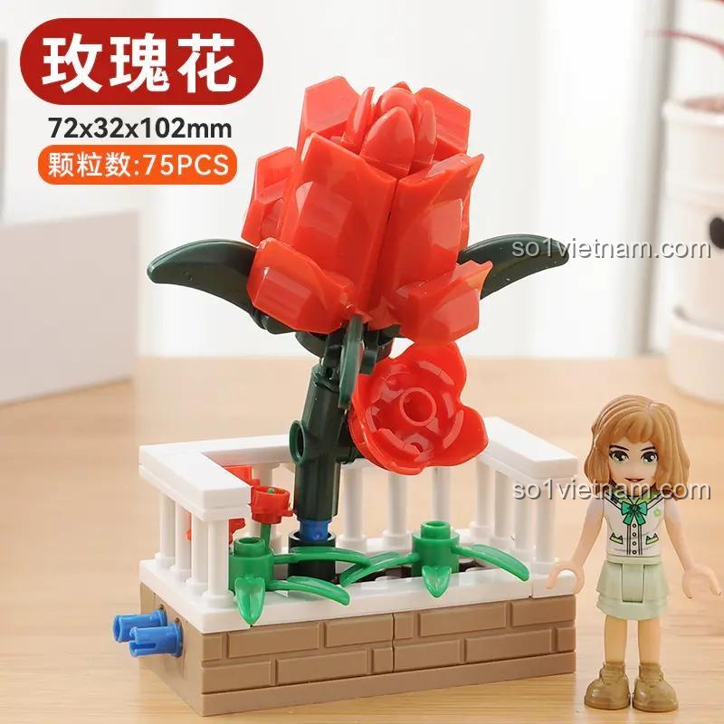 Mô hình hoa hồng CAYI 13104 Little Gardener lắp ráp hoàn chỉnh