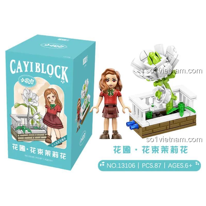 Mô hình Chậu hoa Mẫu đơn Little Gardener CAYI 13106 cùng minifigure