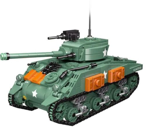 Mô hình xe tăng M4 Sherman CAYI 6809 tỉ lệ 1:35, bộ đồ chơi lắp ráp quân sự cho bé trai 6 tuổi, 740 mảnh ghép