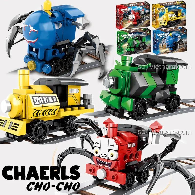 bộ xếp hình 82398 Tàu Hỏa Nhện Quái Vật Charles CHAERLS CHO-CHO, 4 mô hình lắp ráp hoàn chỉnh cho bé trai 6 tuổi