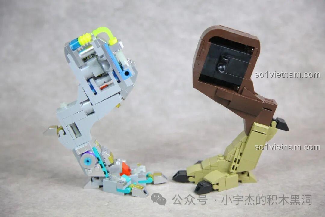 So sánh chi tiết giữa chân cơ khí và chân sinh học của mô hình Khủng long bạo chúa T-Rex Bán Cơ Khí.