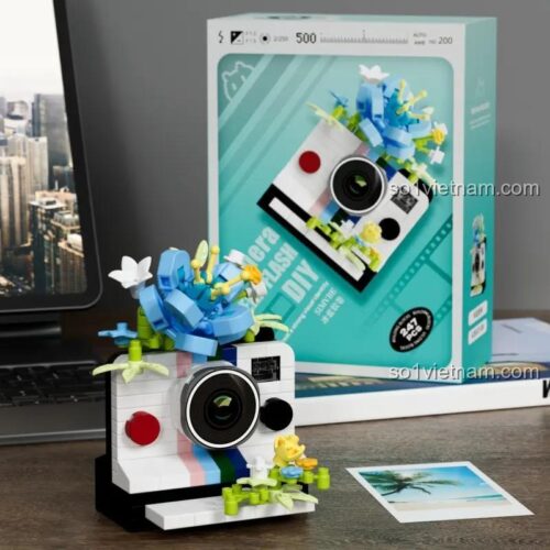 Hộp sản phẩm máy ảnh lấy liền "Băng Lam" 潮乐创 7438, bộ lắp ghép sáng tạo cho bé gái 6 tuổi, 247 chi tiết, quà tặng ý nghĩa