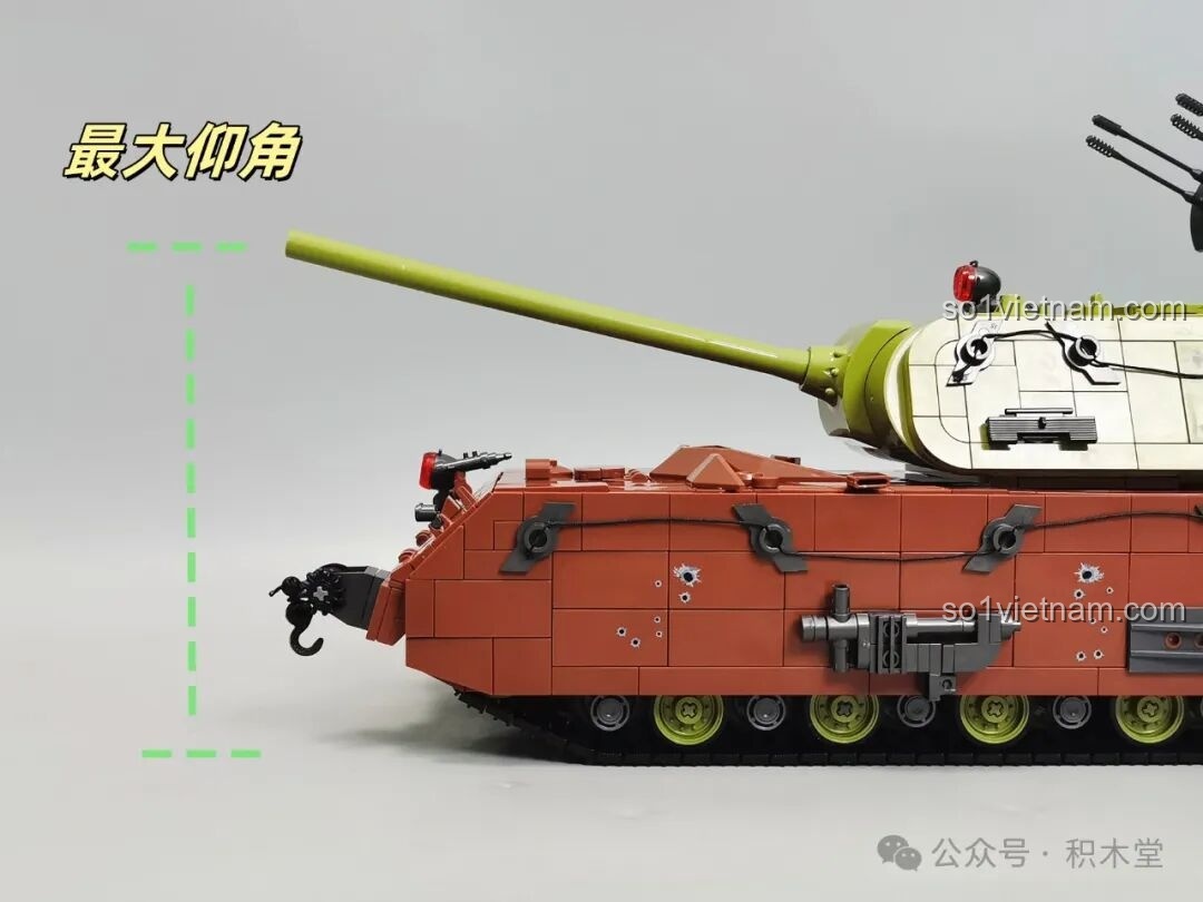 Các thiết bị bên hông xe tăng Maus 12GO 98002 được tái hiện theo skin trong game World of Tanks.