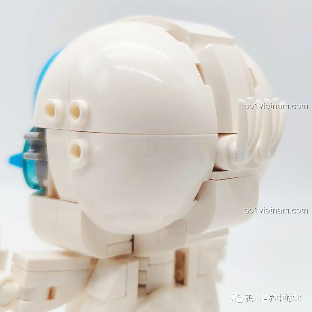 Chi tiết phần đầu của bộ lắp ghép Gobricks hợp túi tiền, cho thấy kỹ thuật lắp ráp các mảnh cong để tạo hình khối tròn.