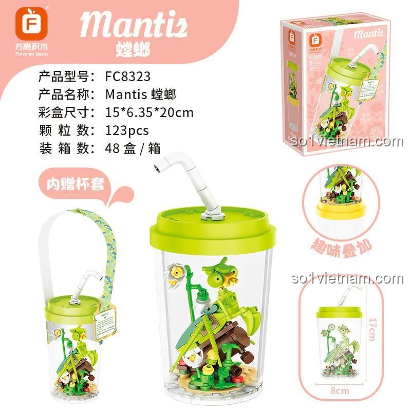 Chi tiết hộp sản phẩm Forange FC8323 Bộ lắp ghép Bọ Ngựa Mantis, đồ chơi sáng tạo cho bé 6 tuổi, Tương thích LEGO®, 123 chi tiết, lắp được 3 mẫu