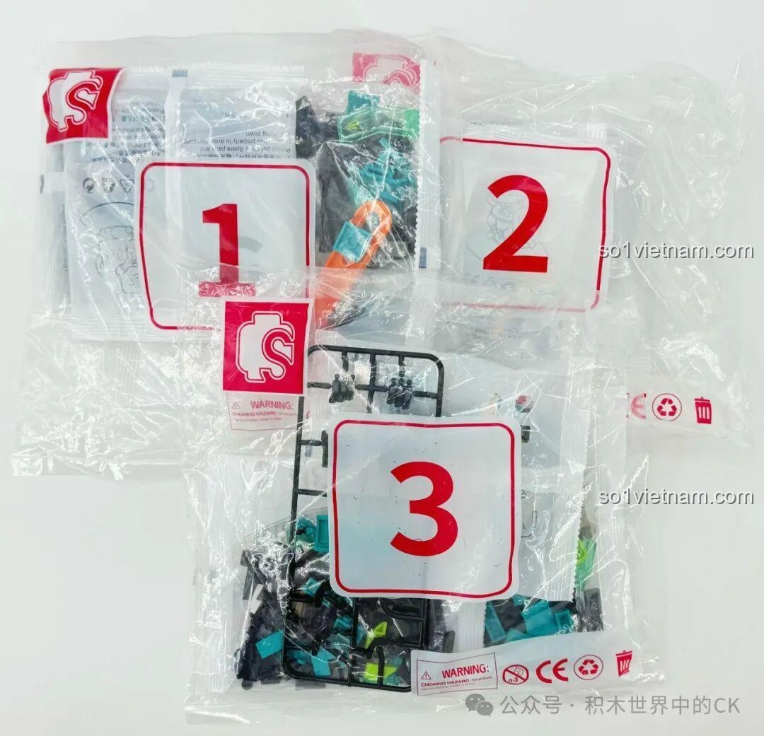 Một trang trong sách hướng dẫn lắp ráp robot Ma Lễ Hồng SEMBO 106008, minh họa các bước lắp ráp chi tiết.