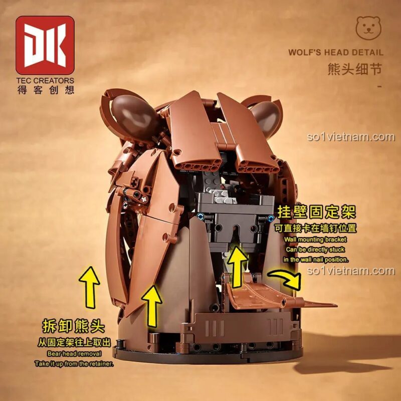 Chi tiết lắp ghép mô hình Đầu Gấu DK 5031, đồ chơi STEM cho bé 8 tuổi