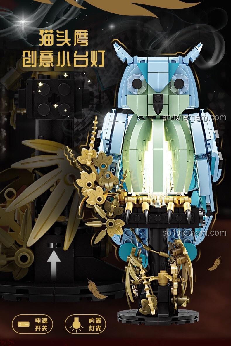 Chi tiết lắp ráp đèn bàn cú mèo KAZI KY81151, đồ chơi giáo dục