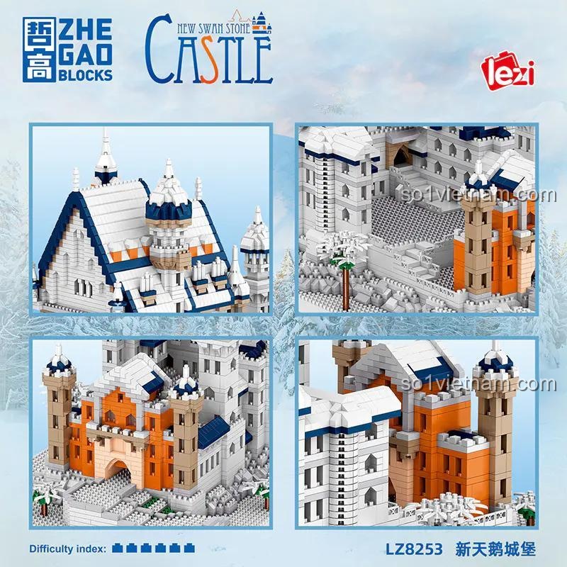 Chi tiết mô hình Lâu đài Thiên Nga Mới ZHEGAO LZ8253