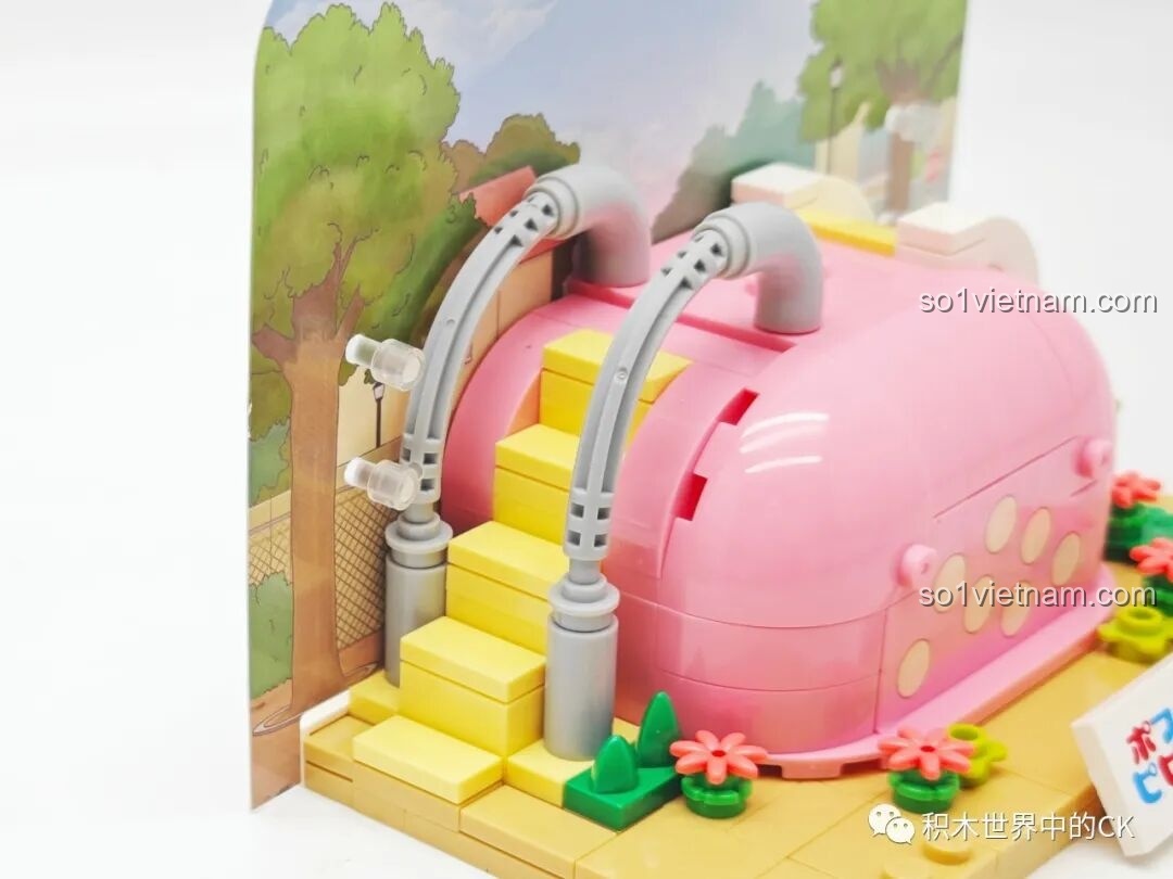 Cận cảnh nhân vật Popuko trong bộ lắp ráp Biệt thự châu Âu Pop Team Epic FUNIFY W8010