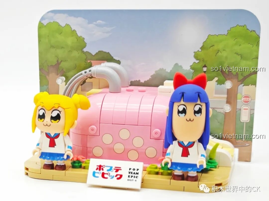 Cận cảnh nhân vật Popuko trong bộ lắp ráp Pop Team Epic FUNIFY W8010