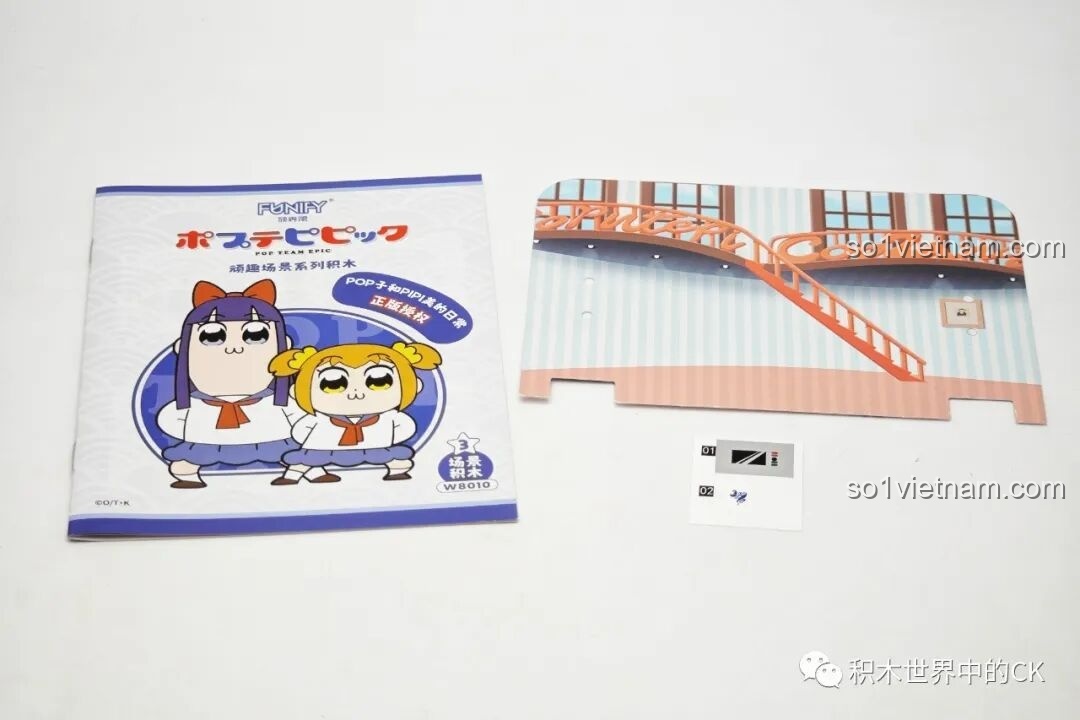 Cận cảnh nhân vật Popuko trong bộ lắp ráp Phòng nghỉ nghệ sĩ Pop Team Epic FUNIFY W8010