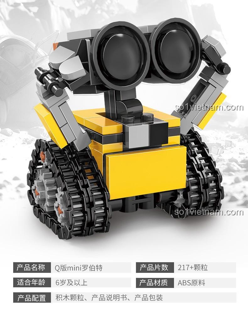 Chi tiết thân Robot Wall-E Mini B.Toys JKC7635, bộ lắp ghép 217 mảnh, đồ chơi mô hình robot cho bé 6 tuổi