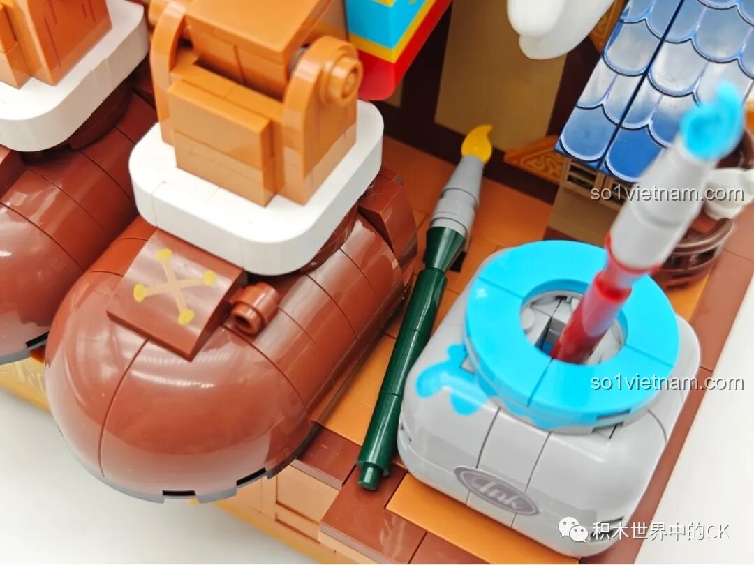 Chi tiết cuốn sách mở ra trên đế mô hình Pinocchio Wekki 506186, với hình ảnh minh họa bên trong.