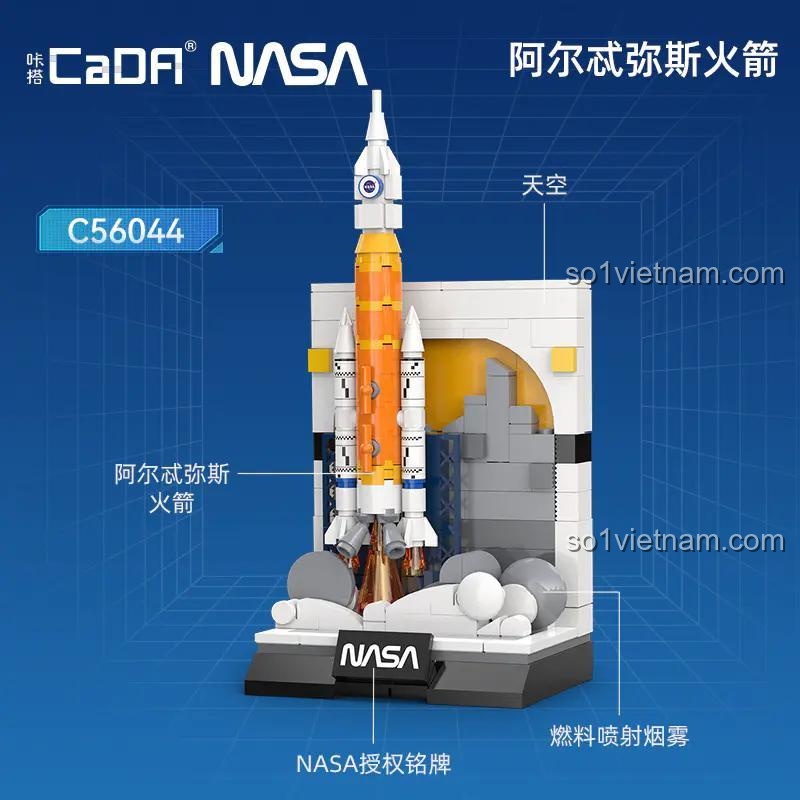 Chi tiết mô hình tên lửa SLS Artemis của NASA C56044, bệ phóng, biểu tượng NASA, đồ chơi xây dựng cho bé 8 tuổi