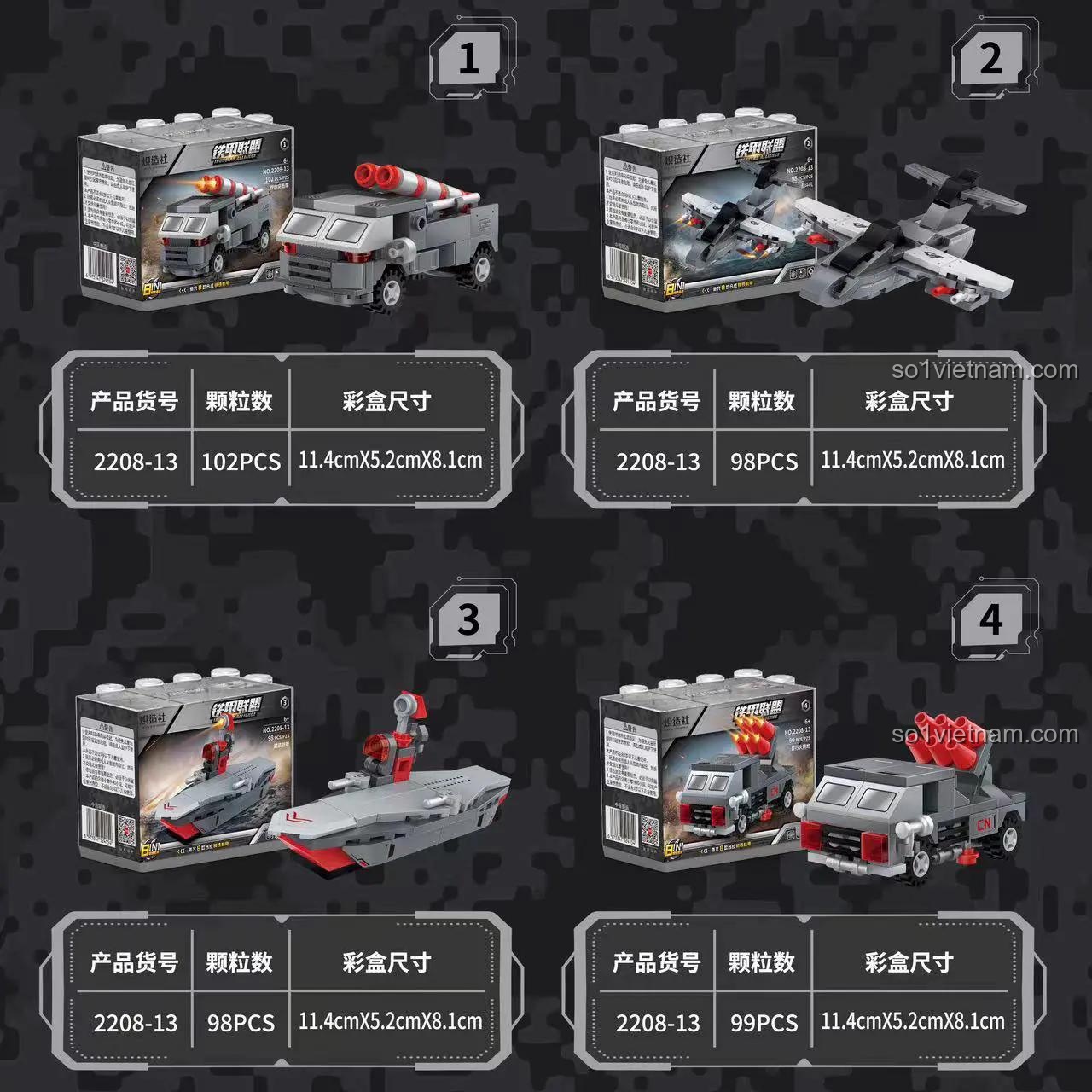 8 mô hình robot nhỏ có thể lắp ráp từ bộ đồ chơi 2208-13 Ironclad Alliance, đồ chơi lắp ráp cho bé trai 8 tuổi