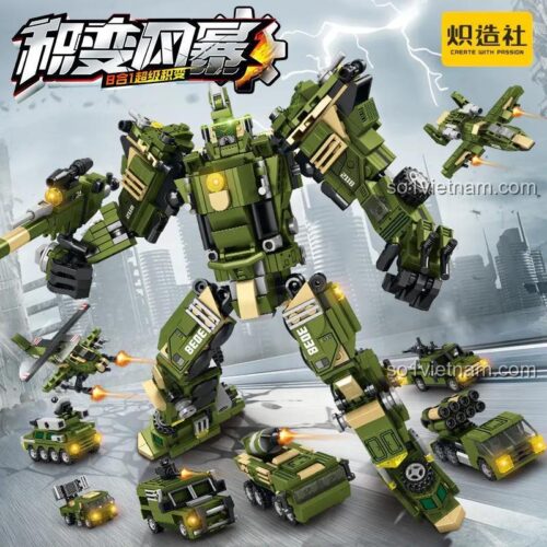 Robot biến hình quân sự 炽造社 2208-2 lắp ráp 8 kiểu, xe quân sự, máy bay quân sự, trực thăng quân sự, xe tăng quân sự, xe bọc thép quân sự, mô hình quân sự, đồ chơi quân sự cho bé trai 8 tuổi, giá tốt