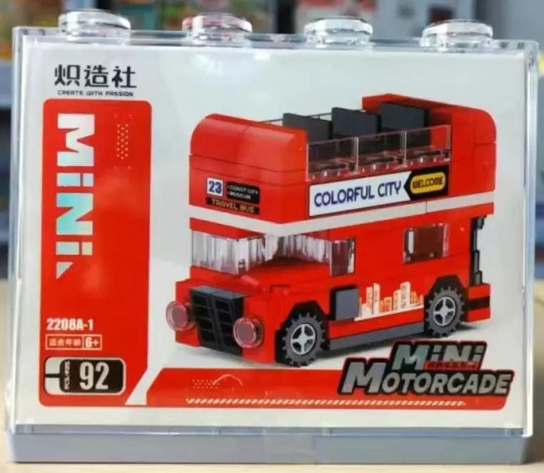 Bộ lắp ghép Chizao She 2208A-1 Xe buýt hai tầng kéo lùi, đồ chơi mô hình xe buýt đỏ cho bé trai 6 tuổi giá tốt