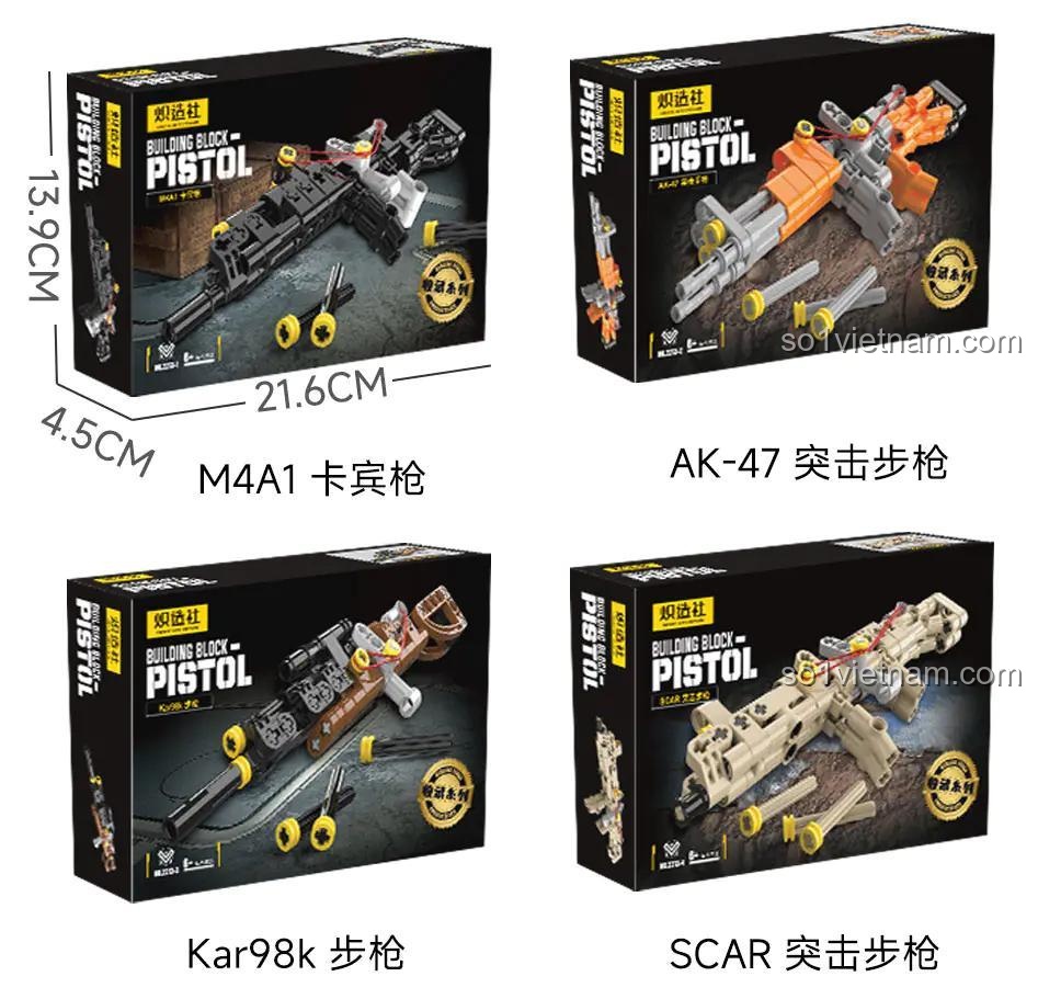 Kích thước hộp Bộ Lắp Ghép Súng Cơ Khí Công Nghệ Cao Chizao She 2213