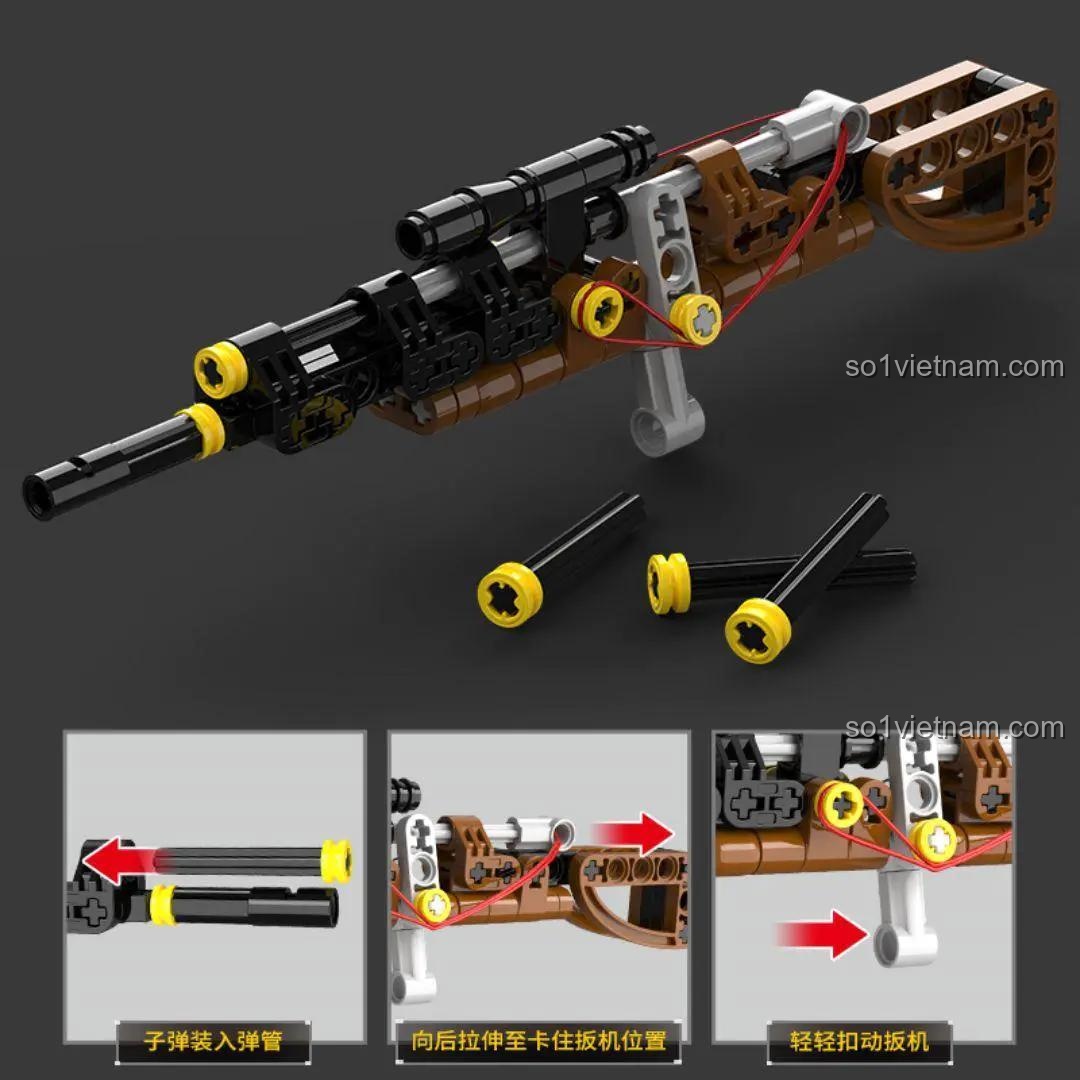 Mô hình súng lắp ráp từ Bộ Lắp Ghép Súng Cơ Khí Công Nghệ Cao Chizao She 2213
