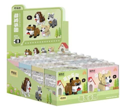 Bộ lắp ghép 炽造社 B2153 Mô hình Chó cưng Đáng yêu, 474 mảnh, 4 mẫu lắp được, đồ chơi sáng tạo cho bé 6 tuổi