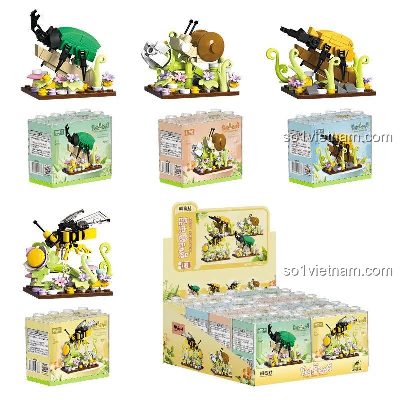 Các mẫu côn trùng được lắp ráp và hộp sản phẩm Bộ Lắp Ghép Mô Hình Côn Trùng 炽造社 B2154, đồ chơi giáo dục cho bé 6 tuổi, tiết kiệm