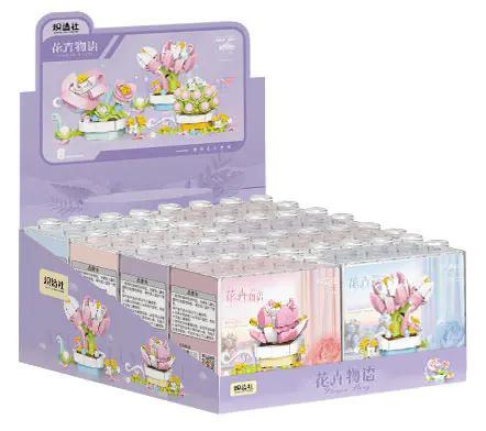 Hộp đồ chơi Chizao She B2155 Mô Hình Hoa Cúc & Cây Mọng Nước, bộ lắp ghép sáng tạo cho bé gái 6 tuổi, có thể lắp 4 mẫu khác nhau