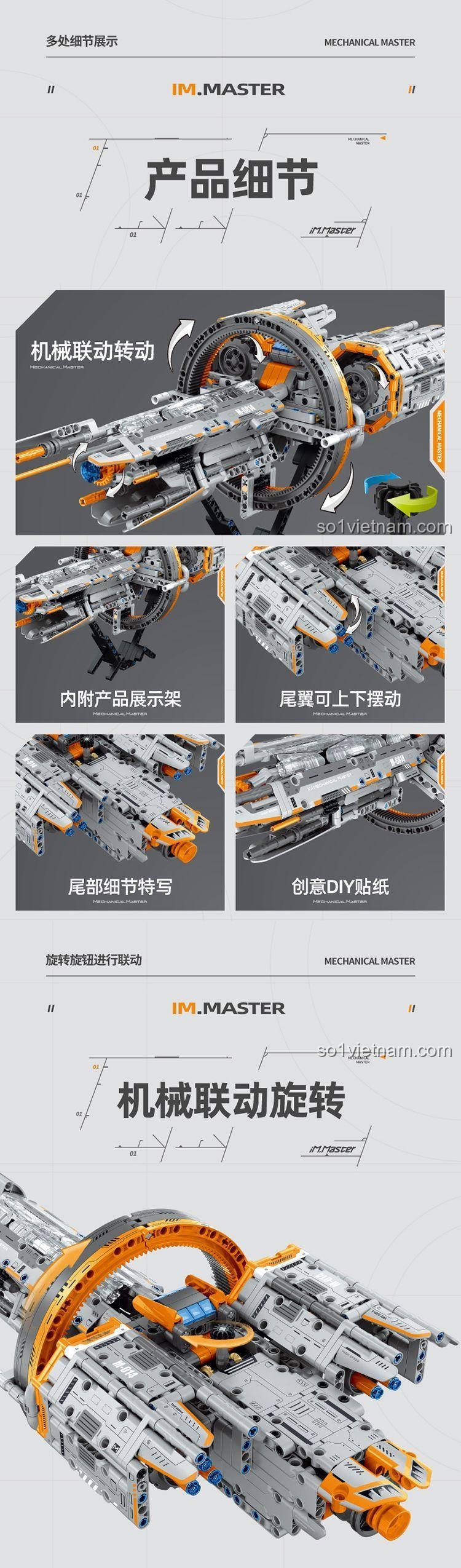 Cơ chế liên kết quay của bộ lắp ghép Thiên Lang Hào Tinh Hạm 6814 万致IM.Master