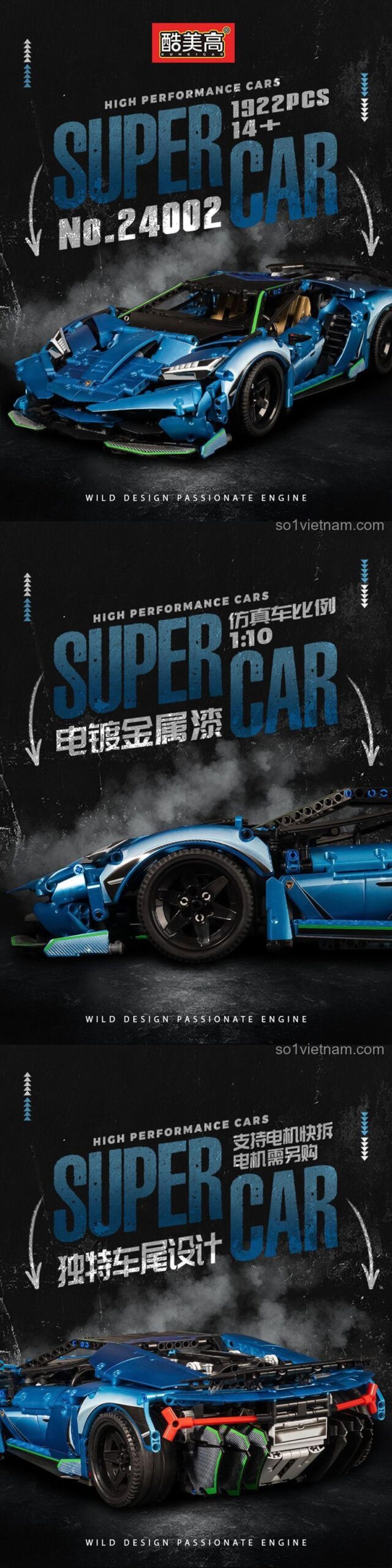 Đồ chơi mô hình Coomi Gao 24002 Siêu xe Lamborghini Centenario với thiết kế đuôi xe độc đáo, chi tiết cao, cho con trai 14 tuổi, đáng tiền.