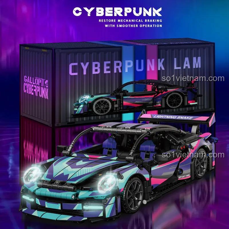 Hai mô hình xe Cyberpunk RSR 911, 1116 mảnh ghép Technic, tỉ lệ 1:16, phù hợp cho bé trai 14 tuổi