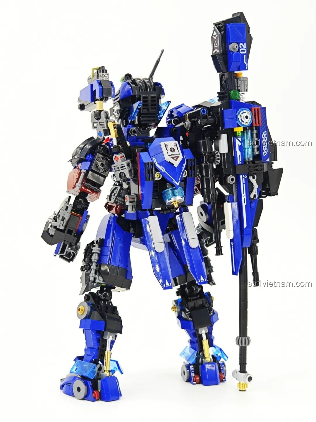 Cận cảnh phần đầu của Robot Xạ Thủ Thần Súng Keeppley 23102 với mặt nạ và kính ngắm.