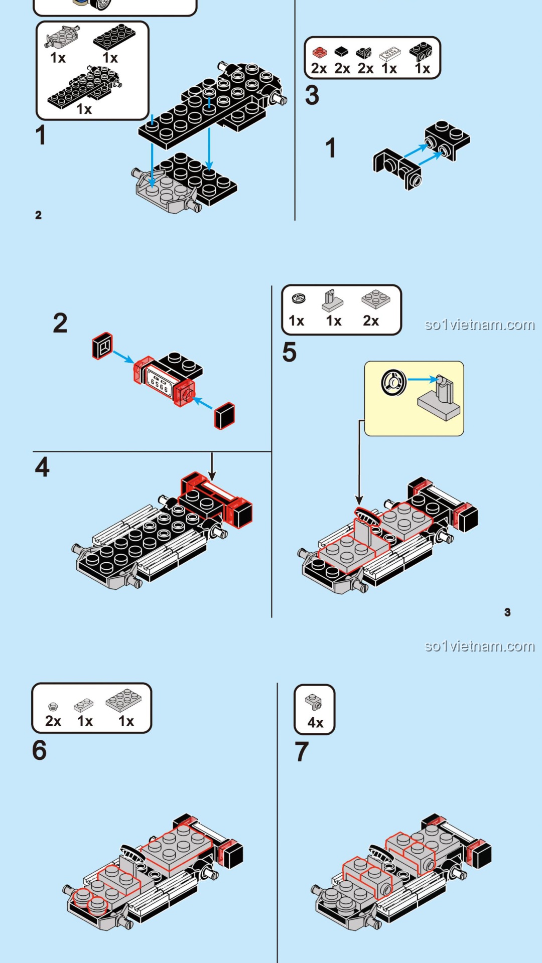 Xe Off-road Mini DECOOL 22041 hướng dẫn lắp ghép DECOOL 41 Xe Địa Hình Mini Kéo Lùi Blue Wind