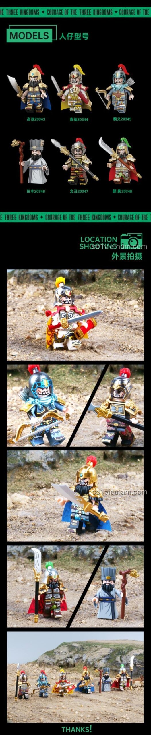 Minifigure Gao Lan BrickCool 20345 với vũ khí và giáp, bộ đồ chơi Nhân vật Tam Quốc giá tốt, đồ chơi mô hình Tướng lĩnh Tam Quốc cho bé trai