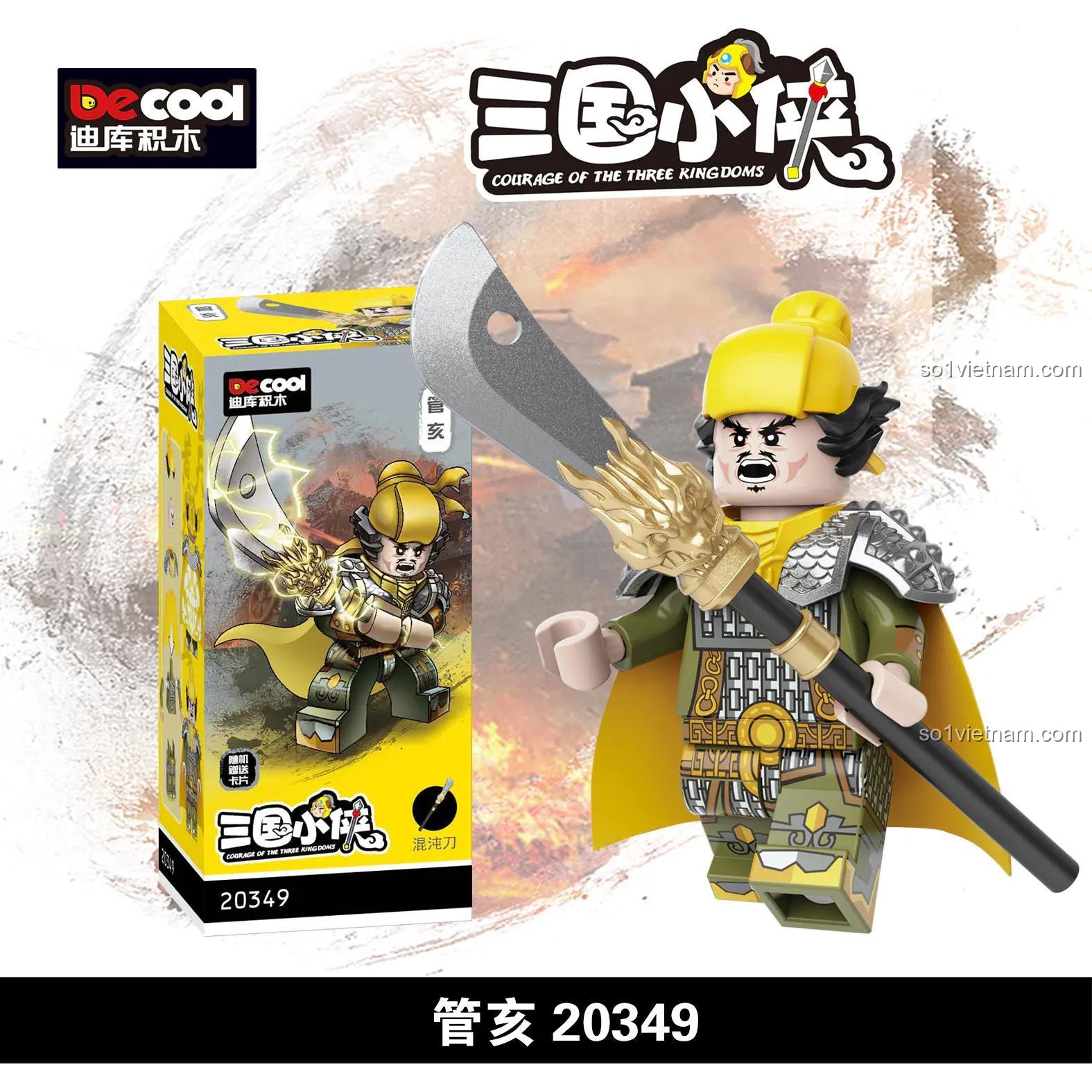 Hộp đồ chơi lắp ghép Decool 20349 Minifigure Quan Hợi, nhân vật Hoàng Cân Quân Tam Quốc, chất lượng cao cho bé trai 6 tuổi.